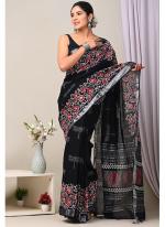 Cotton  Black Daily Wear Printed Saree